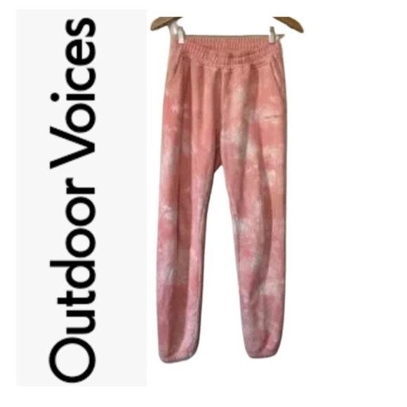 Outdoor voices women's XS coral/white tie dye pocket sweatpants EUC - Picture 1 of 8